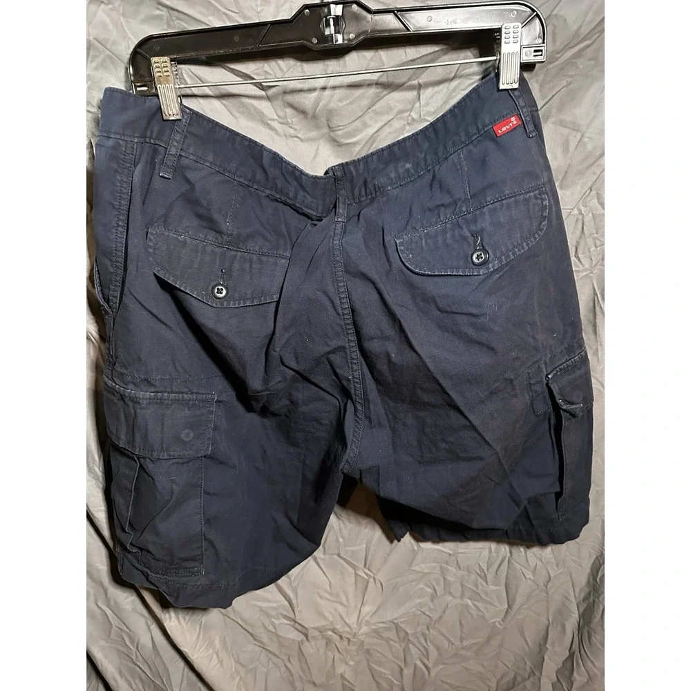 Levis Mens Navy Blue Ripstop Cargo Shorts Cotton Casual Outdoor 6-Pocket
